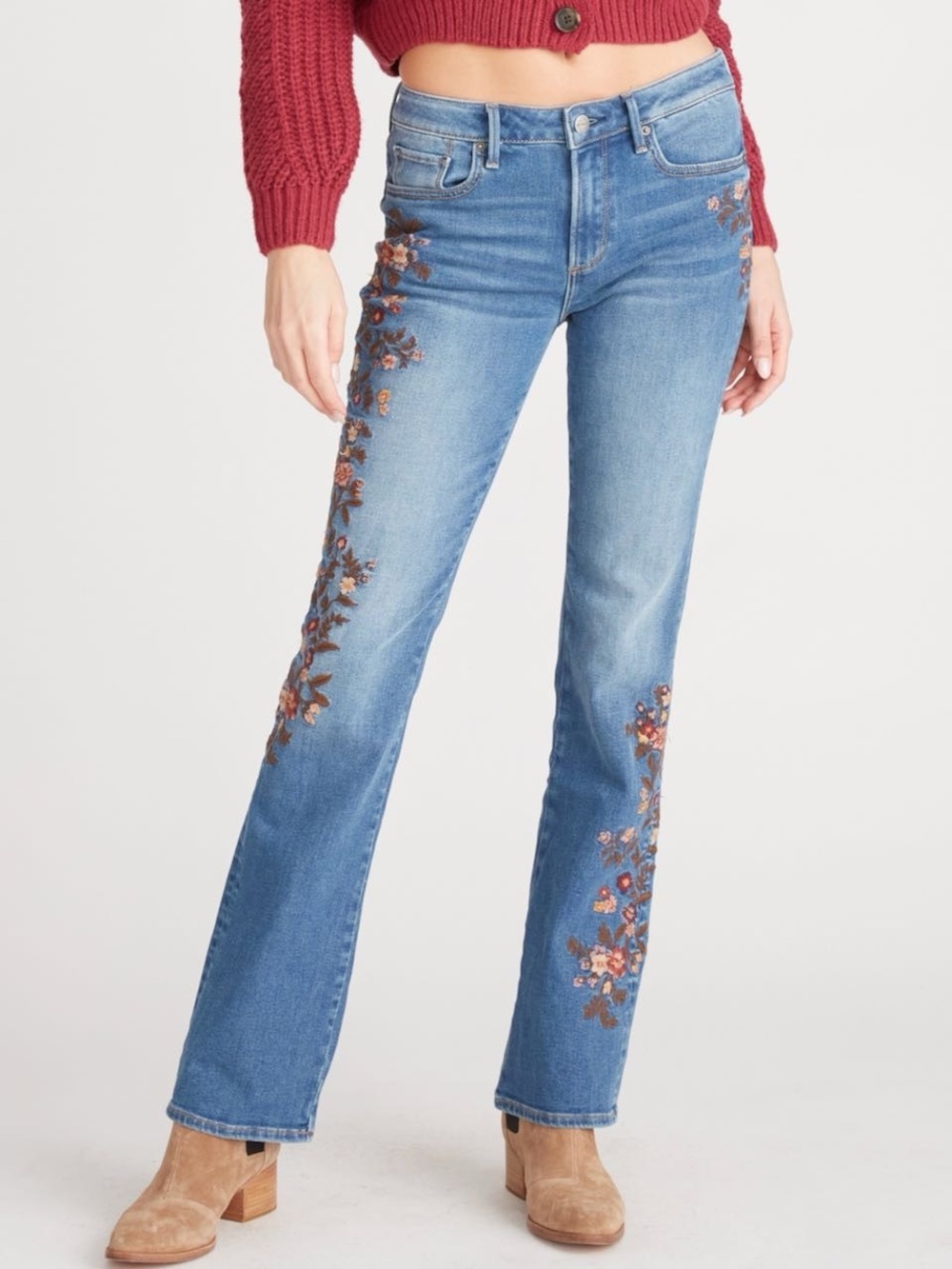 Driftwood Jeans Kelly Strawberry Bloom Embroidered Jeans size 30 Boho Hippie